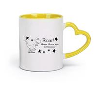 DEBINGY céramique Tasse à café avec anse - Céramique classique Dinosaur Roar Baby Dino Park Salle de jeux Star （11oz/320ml） Pour le bureau et la maison Jaune