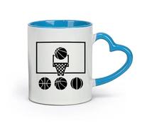 DEBINGY céramique Tasse à café avec anse - Céramique classique Dortoir de l'école de basket-ball （11oz/320ml） Lave-vaisselle et micro-ondes, pour le bureau et la maison Bleu