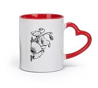 DEBINGY céramique Tasse à café avec anse - Céramique classique Fleur de pavot Plante de pavot （11oz/320ml） Cadeau humoristique pour les amateurs de café, les collègues et les amis Rouge