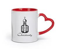 DEBINGY céramique Tasse à café avec anse - Céramique classique Fournitures chrétiennes jésuites chrétiennes （11oz/320ml） Pour le bureau et la maison Rouge