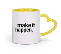 DEBINGY céramique Tasse à café avec anse - Céramique classique Inspiration, faites en sorte que cela se produise （11oz/320ml） Pour la maison et le bureau Jaune