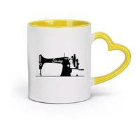 DEBINGY céramique Tasse à café avec anse - Céramique classique Machine à coudre pour tailleurs （11oz/320ml） Pour café, soupe, thé, lait, latte, chocolat chaud, pour femmes et hommes Jaune