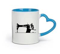 DEBINGY céramique Tasse à café avec anse - Céramique classique Machine à coudre pour tailleurs （11oz/320ml） Pour café, soupe, thé, lait, latte, chocolat chaud, pour femmes et hommes Bleu