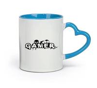 DEBINGY céramique Tasse à café avec anse - Céramique classique Manette de jeu pour enfants （11oz/320ml） Lave-vaisselle et micro-ondes, pour le bureau et la maison Bleu