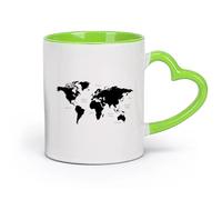 DEBINGY céramique Tasse à café avec anse - Céramique classique Modèle de carte du monde des océans continentaux （11oz/320ml） Pour le thé Café chaud Vert