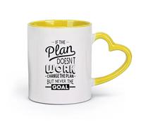 DEBINGY céramique Tasse à café avec anse - Céramique classique Motiver les entreprises （11oz/320ml） Café, thé, latte, lait, cacao, jus et autres boissons chaudes Jaune