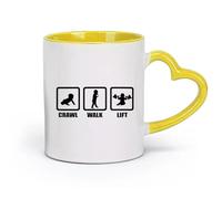 DEBINGY céramique Tasse à café avec anse - Céramique classique Ramper Marcher Soulever Enfants Bébé Pépinière （11oz/320ml） Pour thé, chocolat chaud Jaune