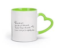 DEBINGY céramique Tasse à café avec anse - Céramique classique Skin Girl - Paroles et notes de la chanson （11oz/320ml） Pour thé, café et boissons chaudes Vert