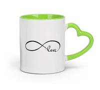 DEBINGY céramique Tasse à café avec anse - Céramique classique Symbole de l'amour infini Romance （11oz/320ml） Lave-vaisselle et micro-ondes, pour le bureau et la maison Vert