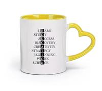 DEBINGY céramique Tasse à café Citation éducative Apprendre des mots Motivation Étude Lettres École （11oz/320ml） Utilisation au café ou au restaurant Jaune