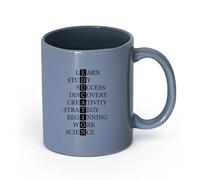 DEBINGY céramique Tasse à café Citation éducative Apprendre des mots Motivation Étude Lettres École （11oz/320ml） Utilisation au café ou au restaurant Blaugrau