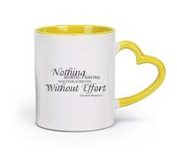 DEBINGY céramique Tasse à café, Citations de Theodore Roosevelt : Rien de ce qui vaut la peine ne peut être accompli sans effort. Citations inspirantes （11oz/320ml） Restaurant, bureau Jaune