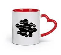 DEBINGY céramique Tasse à café Différentes versions linguistiques Merci Merci Vocabulaire international Affaires （11oz/320ml） Porcelaine fine (céramique) Rouge