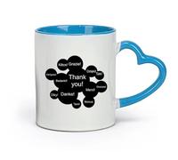 DEBINGY céramique Tasse à café Différentes versions linguistiques Merci Merci Vocabulaire international Affaires （11oz/320ml） Porcelaine fine (céramique) Bleu