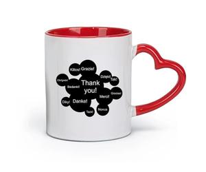 DEBINGY céramique Tasse à café Différentes versions linguistiques Merci Merci Vocabulaire international Affaires （11oz/320ml） Porcelaine fine (céramique) Rouge