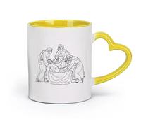 DEBINGY céramique Tasse à café élégante 14e station du chemin de croix Jésus-Christ est enterré dans le tombeau （11oz/320ml） Lave-vaisselle et micro-ondes Jaune