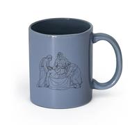 DEBINGY céramique Tasse à café élégante 14e station du chemin de croix Jésus-Christ est enterré dans le tombeau （11oz/320ml） Lave-vaisselle et micro-ondes Blaugrau