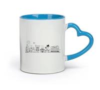 DEBINGY céramique Tasse à café élégante Bibliothèque de l'école et de la garderie Graffiti Town Skyline Salle des super-héros （11oz/320ml） Restaurant, bureau Bleu