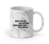 DEBINGY céramique Tasse à café élégante Centre de gymnastique : quand vous voulez abandonner ? Citations de motivation pour l'exercice （11oz/320ml） Lave-vaisselle Marmorschwarz