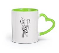 DEBINGY céramique Tasse à café élégante Ciseaux de coiffeur Salon de coiffure Coupe de cheveux Rasage Logo de salon de coiffure （11oz/320ml） Restaurant, bureau Vert