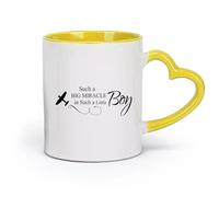 DEBINGY céramique Tasse à café élégante Citations inspirantes : Un si grand miracle est arrivé à un si petit garçon （11oz/320ml） Lave-vaisselle Jaune
