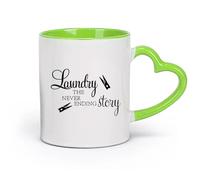 DEBINGY céramique Tasse à café élégante Lessive Histoire sans fin Pinces à linge Buanderie Toilettes Buanderie （11oz/320ml） Idéal pour la maison et le bureau Vert
