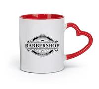 DEBINGY céramique Tasse à café élégante Logo de barbier Salon de coiffure Rasage Gentleman Barber Salon de beauté Cheveux （11oz/320ml） Café ou cadeau Rouge