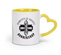 DEBINGY céramique Tasse à café élégante Outils de salon de coiffure, coiffure pour hommes, salon de beauté pour hommes, coupe de cheveux, rasage （11oz/320ml） Pour expresso Jaune