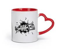 DEBINGY céramique Tasse à café élégante Service de réparation automobile du garage mécanique Smashing Skeleton Piston （11oz/320ml） Restaurant, bureau Rouge