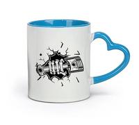 DEBINGY céramique Tasse à café élégante Service de réparation automobile du garage mécanique Smashing Skeleton Piston （11oz/320ml） Restaurant, bureau Bleu