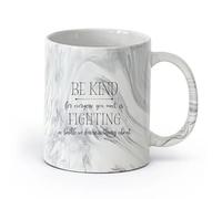 DEBINGY céramique Tasse à café élégante Soyez gentil avec tous ceux que vous rencontrez. Nous menons une bataille dont nous ne savons rien. （11oz/320ml） Café ou cadeau Marmorschwarz