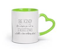 DEBINGY céramique Tasse à café élégante Soyez gentil avec tous ceux que vous rencontrez. Nous menons une bataille dont nous ne savons rien. （11oz/320ml） Café ou cadeau Vert