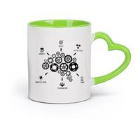 DEBINGY céramique Tasse à café élégante Travail d'équipe Innovation Stratégie Argent Mot Entreprise Salle de réunion （11oz/320ml） Toutes occasions Vert