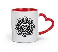 DEBINGY céramique Tasse à café élégante une icône de style glyphe représentant le symbole du chakra énergétique （11oz/320ml） Lave-vaisselle et micro-ondes Rouge