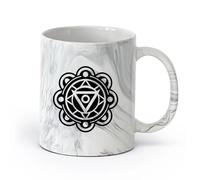 DEBINGY céramique Tasse à café élégante une icône de style glyphe représentant le symbole du chakra énergétique （11oz/320ml） Lave-vaisselle et micro-ondes Marmorschwarz
