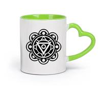 DEBINGY céramique Tasse à café élégante une icône de style glyphe représentant le symbole du chakra énergétique （11oz/320ml） Lave-vaisselle et micro-ondes Vert