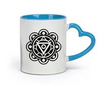 DEBINGY céramique Tasse à café élégante une icône de style glyphe représentant le symbole du chakra énergétique （11oz/320ml） Lave-vaisselle et micro-ondes Bleu
