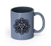 DEBINGY céramique Tasse à café élégante une icône de style glyphe représentant le symbole du chakra énergétique （11oz/320ml） Lave-vaisselle et micro-ondes Blaugrau