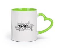 DEBINGY céramique Tasse à café en céramique Documents commerciaux du personnel de planification de projet （11oz/320ml） Tasse à café en céramique pour cappuccino, thé, lait Vert