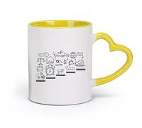 DEBINGY céramique Tasse à café en céramique Inspirer Motivation Travail d'équipe Concept Objectif Grand （11oz/320ml） Excellent cadeau pour les amoureux Jaune