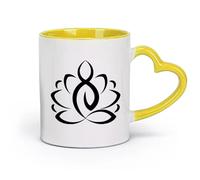 DEBINGY céramique Tasse à café, Fleur de lotus Bouddhisme Méditation Relaxation Yoga Studio de yoga Mode （11oz/320ml） Tasses à café en céramique pour la maison ou le travail Jaune