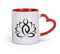 DEBINGY céramique Tasse à café, Fleur de lotus Bouddhisme Méditation Relaxation Yoga Studio de yoga Mode （11oz/320ml） Tasses à café en céramique pour la maison ou le travail Rouge