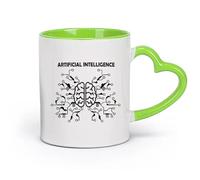 DEBINGY céramique Tasse à café Intelligence artificielle Cerveau Réseau neuronal Entreprise de technologie informatique （11oz/320ml） Joli cadeau de Noël Vert