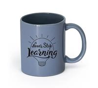 DEBINGY céramique Tasse à café, Lampe citation « La lecture n'arrête jamais d'apprendre » Creative House （11oz/320ml） Cadeau de bureau unique pour femme et homme Blaugrau