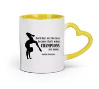 DEBINGY céramique Tasse à café, Les jours difficiles sont les meilleurs citations Gymnasticsnasiumnast Logo Sports Playroom （11oz/320ml） Restaurant, bureau Jaune