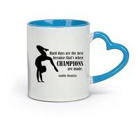 DEBINGY céramique Tasse à café, Les jours difficiles sont les meilleurs citations Gymnasticsnasiumnast Logo Sports Playroom （11oz/320ml） Restaurant, bureau Bleu