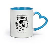 DEBINGY céramique Tasse à café, Logo de salon de coiffure, rasage et coupe de cheveux, salon de coiffure, coiffure de barbier （11oz/320ml） Pour expresso Bleu