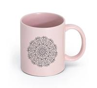 DEBINGY céramique Tasse à café, mandala abstrait de diverses formes géométriques en forme de cercle avec divers motifs （11oz/320ml） Joli cadeau de Noël Rose