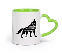DEBINGY céramique Tasse à café, Partez à l'aventure Le monde vous attend Introduction : L'aventure du loup L'aventure du loup. （11oz/320ml） Café ou cadeau Vert