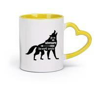 DEBINGY céramique Tasse à café, Partez à l'aventure Le monde vous attend Introduction : L'aventure du loup L'aventure du loup. （11oz/320ml） Café ou cadeau Jaune